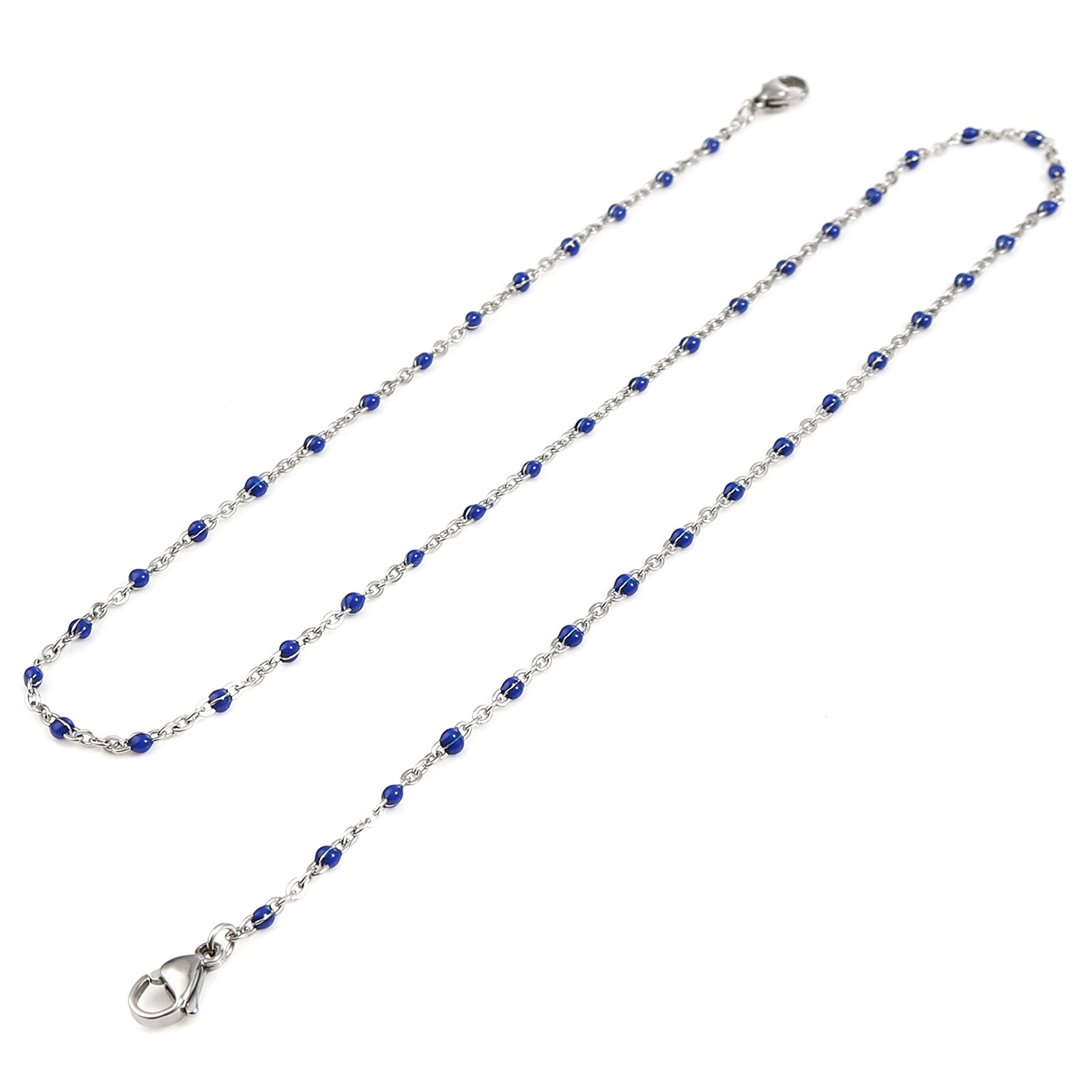 1Piece Stainless Steel Necklace Strap Lariat Lanyard Enamel Beads Chains Necklace 51cm long For Face Hanger Mask Line Decoration: Color 14