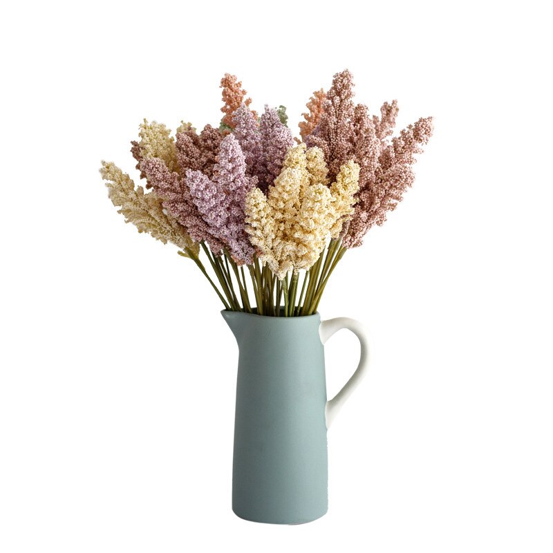 Bouquet de petites fleurs de vanille artificielles, pointes, petites fleurs en mousse, pour décoration murale de plantes, céréales et tas de plantes, 6 pièces/paquet