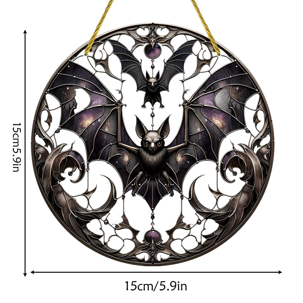 Attrape-soleil pour décoration d'Halloween, chauve-souris et fantôme, ornement mural, pendentif de fenêtre en acrylique, décoration intérieure gothique, usure, effrayant: green