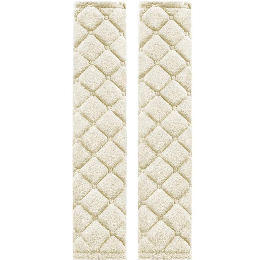 2 stk bil sikkerhetsbelte deksel sele skulder deksel flanell sikkerhetsbelte kappe bil dekorasjon tilbehør interiør rekvisita: beige