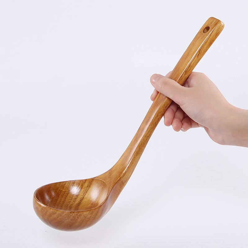 Træ service japansk stil suppe ske lang håndtag pot ske ske nonsticktablespoons speciel træske til køkken