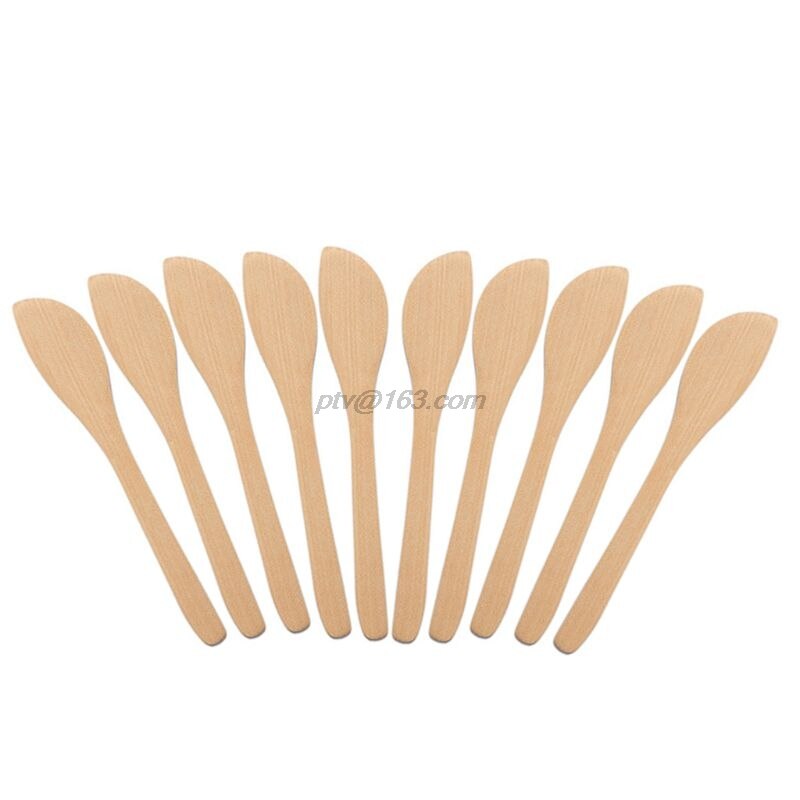 10 pcs Wooden Spoon Dumpling Filling Utensil Peanut Butter Spreading Tools for Kitchen Restaurant