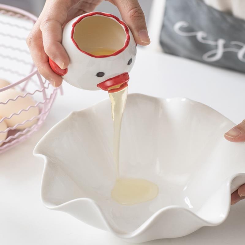 Kitchen Accessories Cute Chicken Ceramic Egg White Separator Egg Yolk Protein Separator