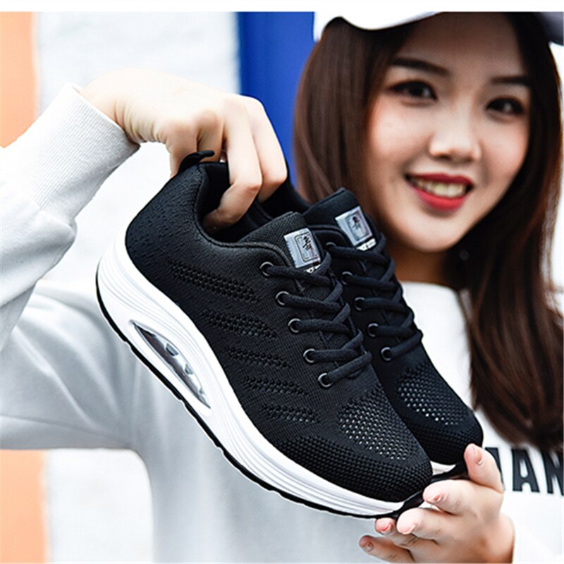 Arrivals sport shoes woman air Mesh Women Sport Walking Shape-ups shoes Beautiful Sneakers women Sneaker: Black / 8.5