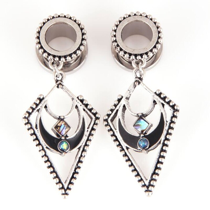 Stainless steel metal ear earrings body piercing earrings opal pendant ear piercing jewelry