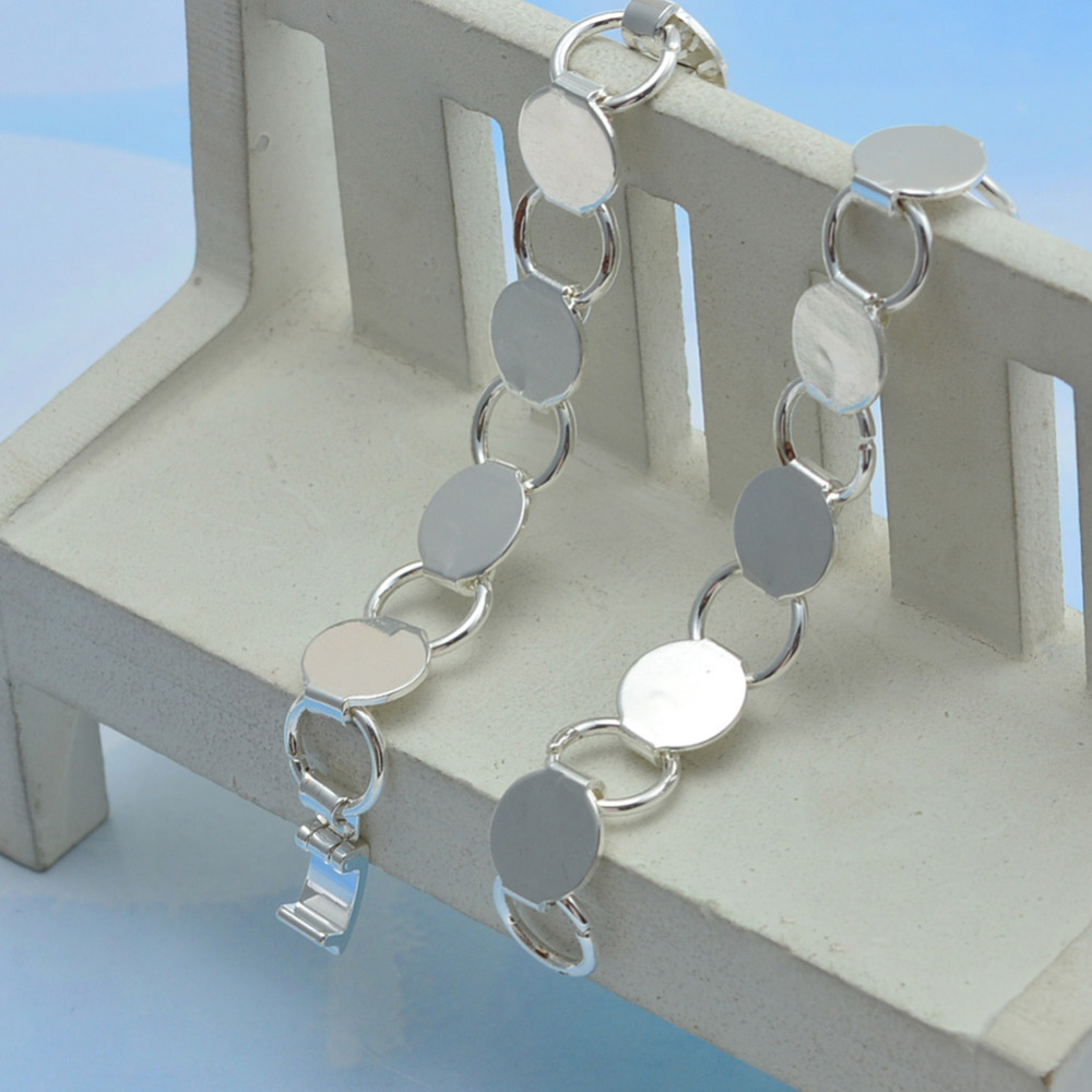 Brazalete de almohadilla en blanco Chapado en plata, pulsera de cadena con cabujón de cristal de 10mm, bricolaje, 22cm, 1 ud.