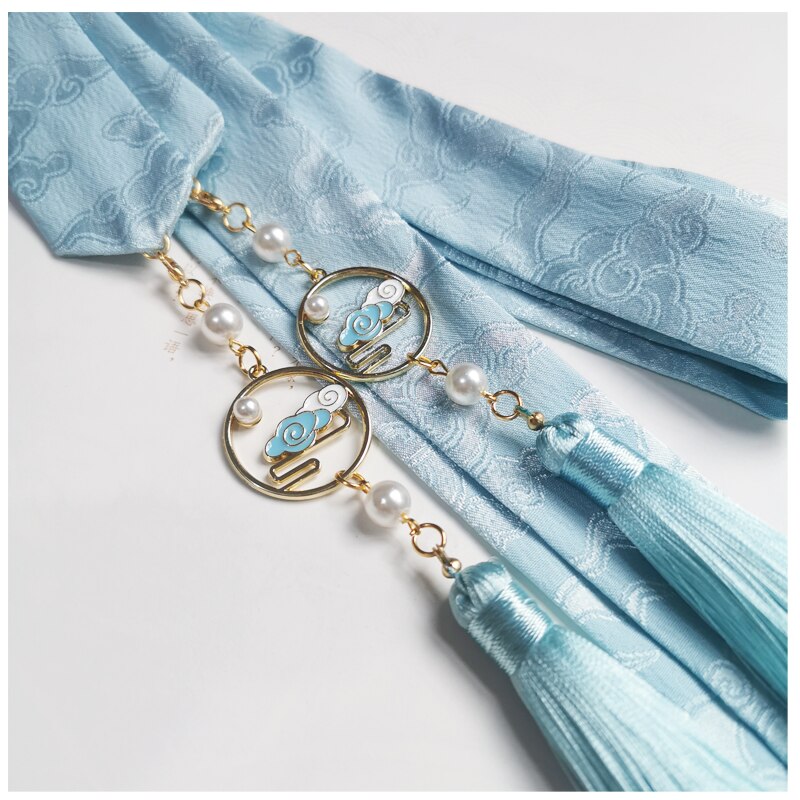 Quasten Haar Band Alte Stil Bandeau Himmel Blau Günstigen Wolken aufbringen Haar Band Hanfu Zubehör