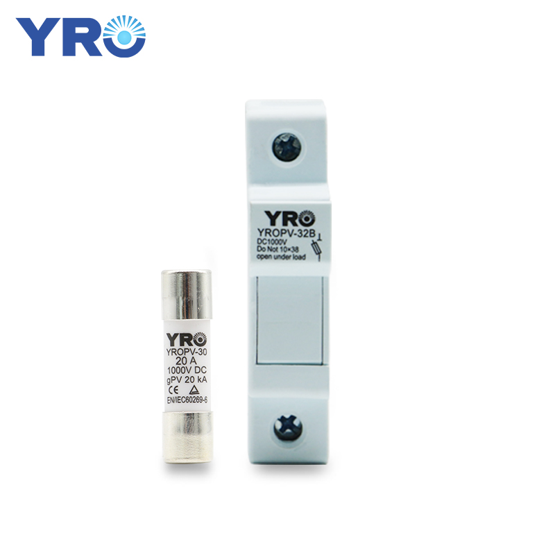 DC 1P 1000V PV Solar Fuse Fusible 10x38MM gPV with Fuse Holder for Solar PV System Protection YROPV-32B: 25A