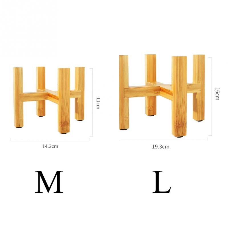 Soporte individual de madera de bambú para bonsái, soporte para bonsái con almohadilla para pie, balcón, oficina, planta de pie, decoración del hogar, 1 unidad