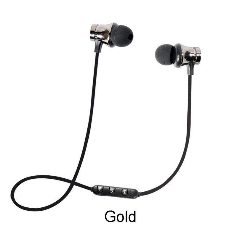 Magnetisk musik bluetooth øretelefon  xt11 sport kører trådløst bluetooth headset med mikrofon til iphone 8 x 7 xiaomi: Guld