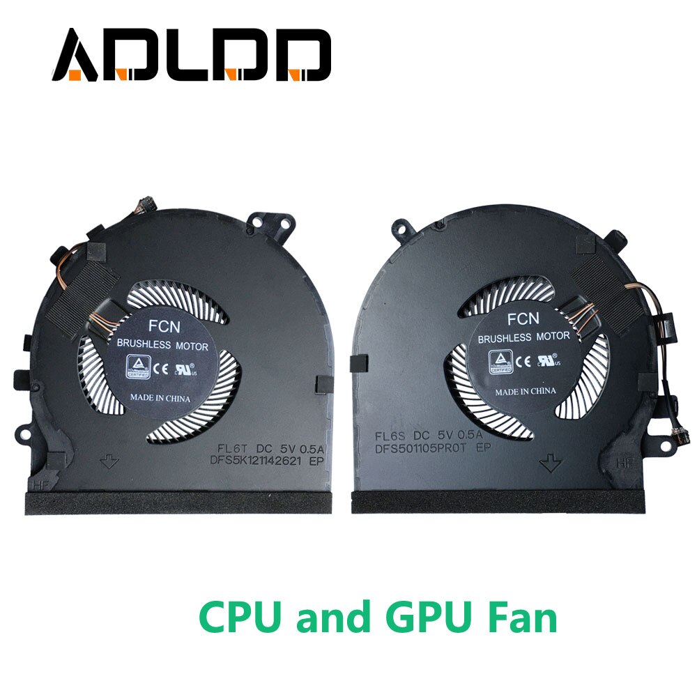 Laptop CPU & GPU Cooling Fan For Razer Blade 15 RZ09-0270 RZ09-0300 DFS5K121142621 DFS501105PR0T EP FL6S FL6T: CPU and GPU Fan