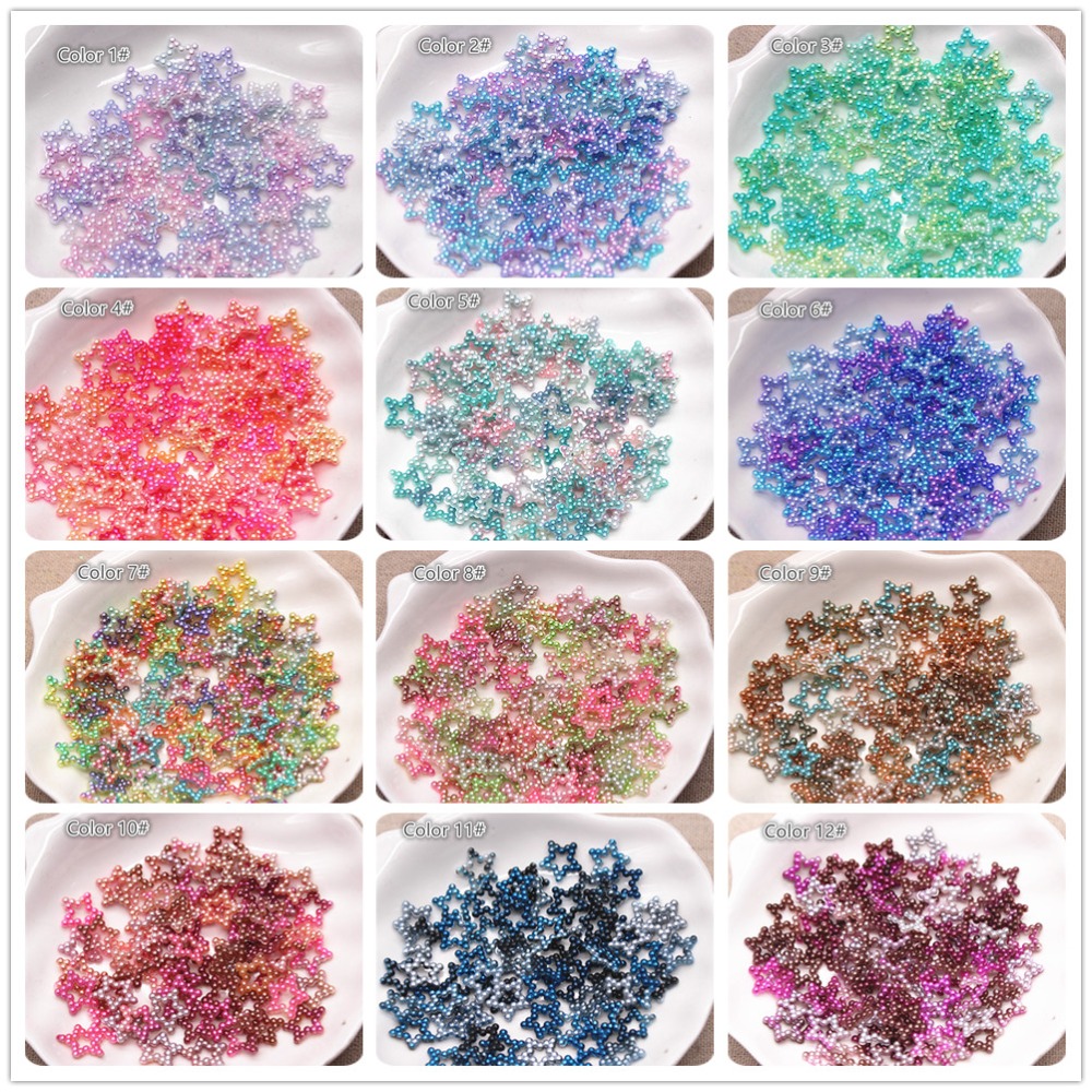 100 stk 12mm enhjørning farge abs perle stjerne form cabochons scrapbooking rekvisita festdekorasjon konfetti gjør selv håndverk