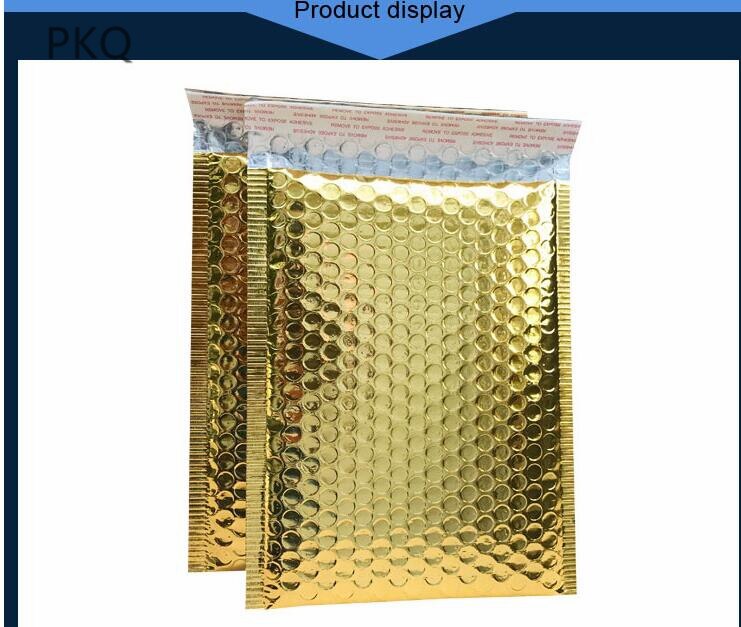 50 18*23cm waterdichte gouden aluminiumfolie zak gevoerde bubbelenvelop mailer voor verpakkingszakje
