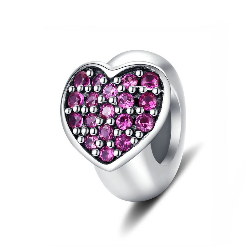 WOSTU autentico 100% argento Sterling 925 zircone rosa perline di cristallo fascino misura originale ciondolo braccialetto argento 925 creazione di gioielli: FIC1336