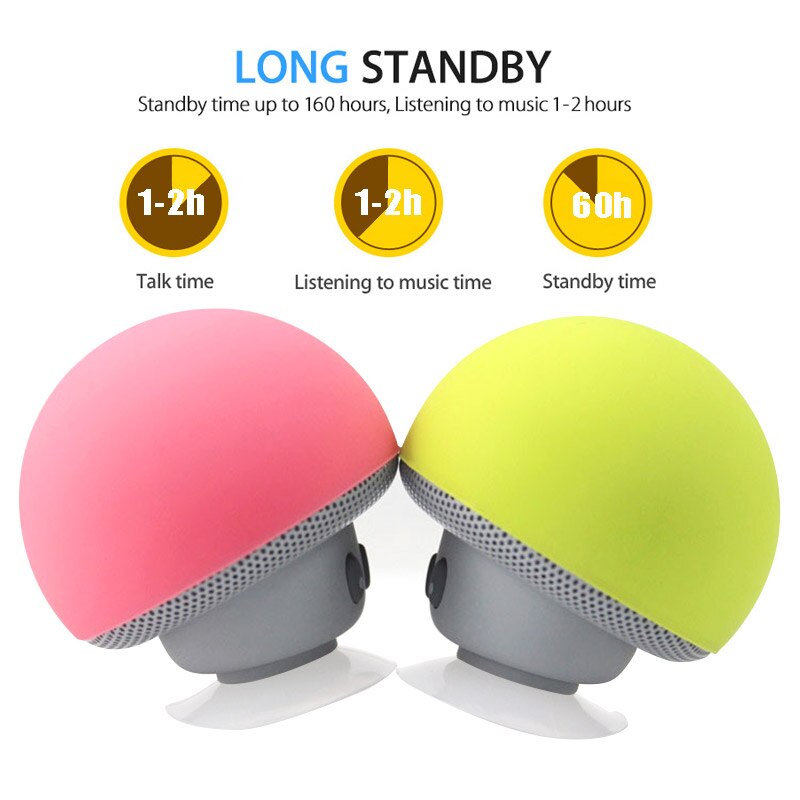 Cute Mini Wireless Bluetooth Speaker Rechargeable MP3 Player with Mic Waterproof Portable Stereo Bluetooth Mushroom For Phone PC
