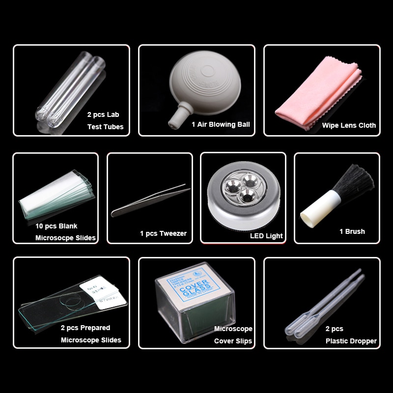 Biological Microscope Accessories Set Making Biological Specimen Tools Slides Dropper Tweezers Test Tube for Laboratory Teaching