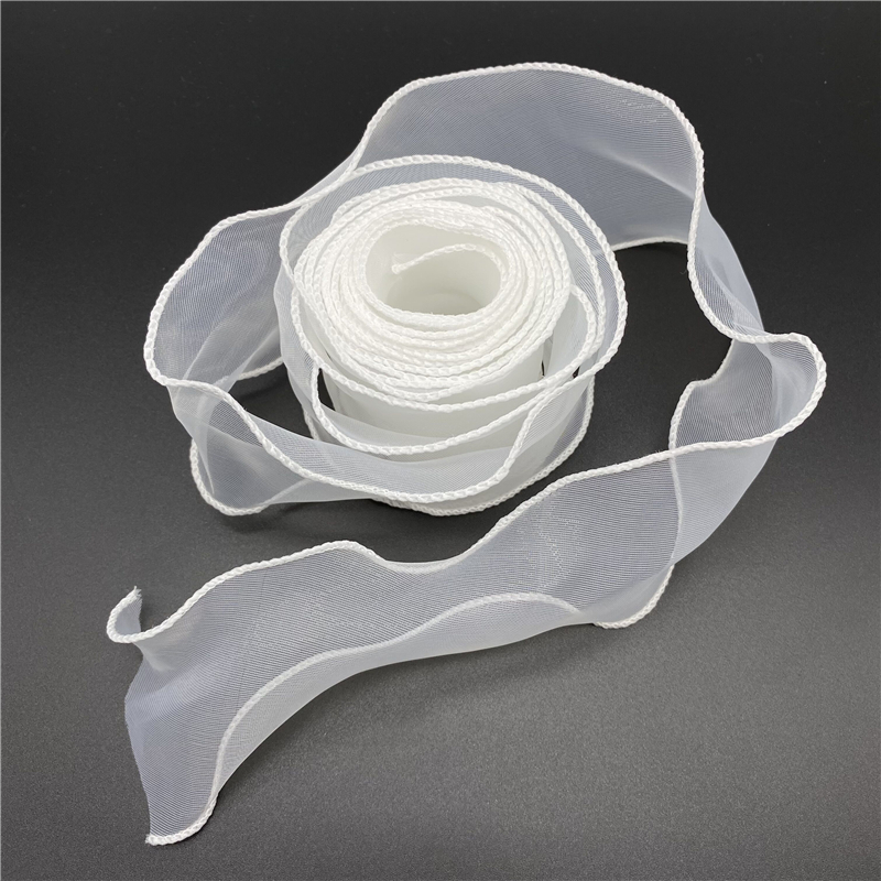 Cinta de Organza de seda con borde ondulado dorado, cintas de encaje para coser, tela, decoración de encaje, 50mm, 1 yarda por lote