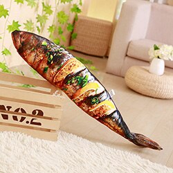 Barbecue cuit au four simulé en peluche jouet en peluche jardin Barbecue décor nourriture en peluche oreiller enfants saucisse calmar Saury jaune Croaker os jouet: Saury