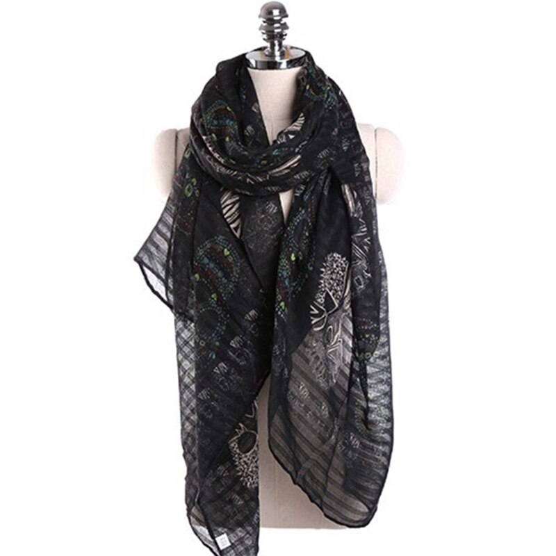 U90E Tudung Hijab Skull Pattern Muslim Hijab Voile Scarf Muslim Hijab Scarf Style Scarf