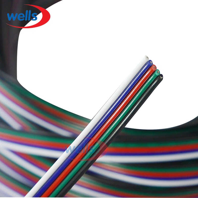 5m/10M 2pin wire 3pin wire 4Pin 5pin Extension wire,22 awg wire, RGB+White Wire Connector Cable For 3528 5050 LED Strip