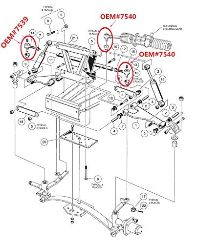 PRZEGUB KULOWY zestaw, zestaw (3) drążka kierowniczego z smarowniczka pasuje robić Klub samochód DS wózki golfowe (1976-2008)