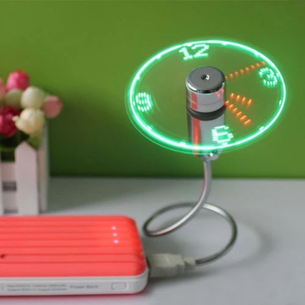USB Gadget Mini Flexible LED Light USB Fan Time Clock Desktop Clock Cool Gadget Time Display For Notebook Laptop Flexible