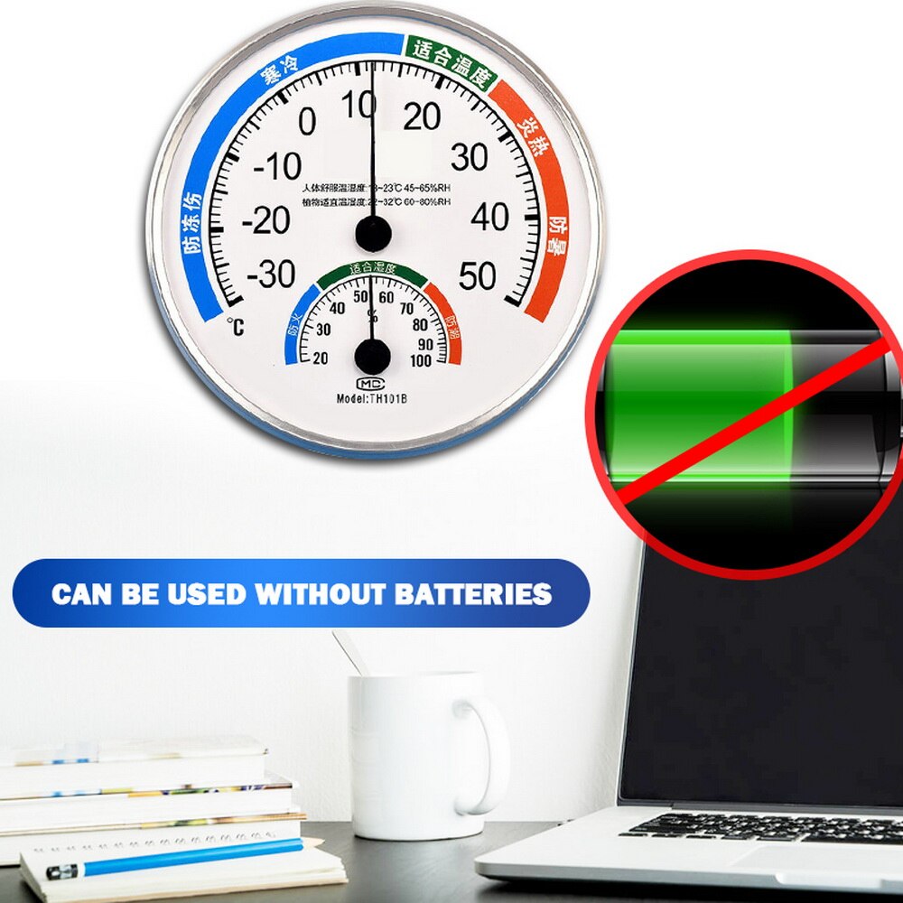 Thermometer Hygrometer Humidity Meter Gauge Measuring Tool 2 in 1 Thermometer Hygrometer Mini Round