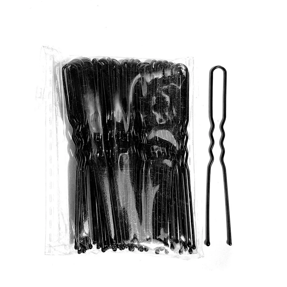 50Pcs Women 5/6/7 cm Hair Waved U-Shaped Bobby Pin Barrette Salon Grip Clip Bridal Hairpins Black Metal Hair Accessories For Bun: Lavender