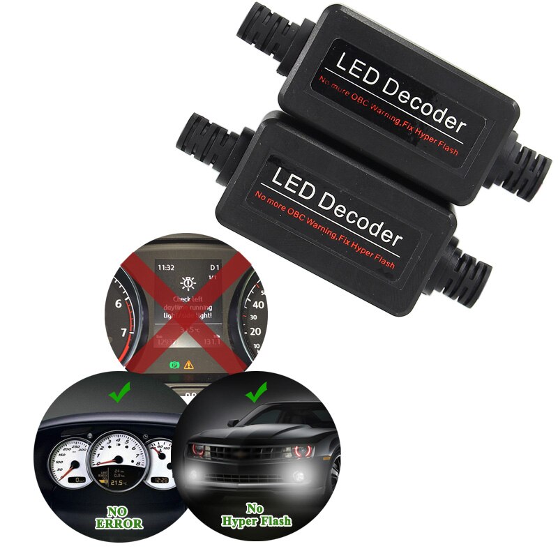 Caubus modstand 1156 p21w py21w t20 7440 7443 led blinklys dag bakgear bremse tågelygter belastning fejlfri ingen flimrende dekoder
