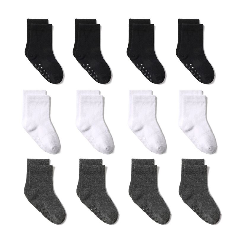 12Pairs/Lot Children&#39;s Anti-slip Boat Socks Low Cut Floor Sock for Kids Socks 0 To 6 Years: black / M 1 to 3 years