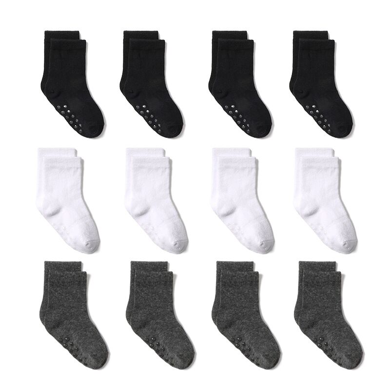 Chaussettes de bateau antidérapantes pour enfants de 0 à 6 ans, 12, paires/lot: black / M 1 to 3 years