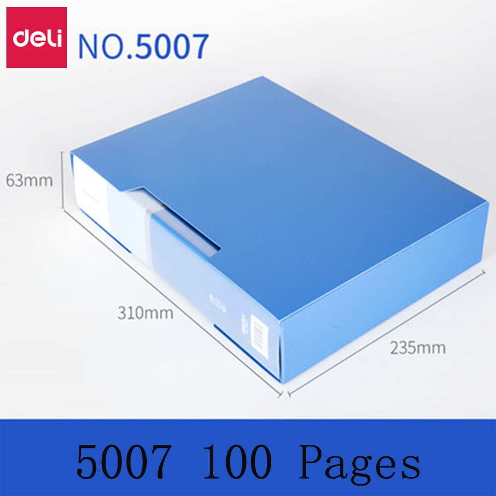 Deli A4 File Bag Data Book Large Capacity File Folder Briefcase Office Stationery Multiple Pages Optional Office School Supplies: 5007 100 Pages