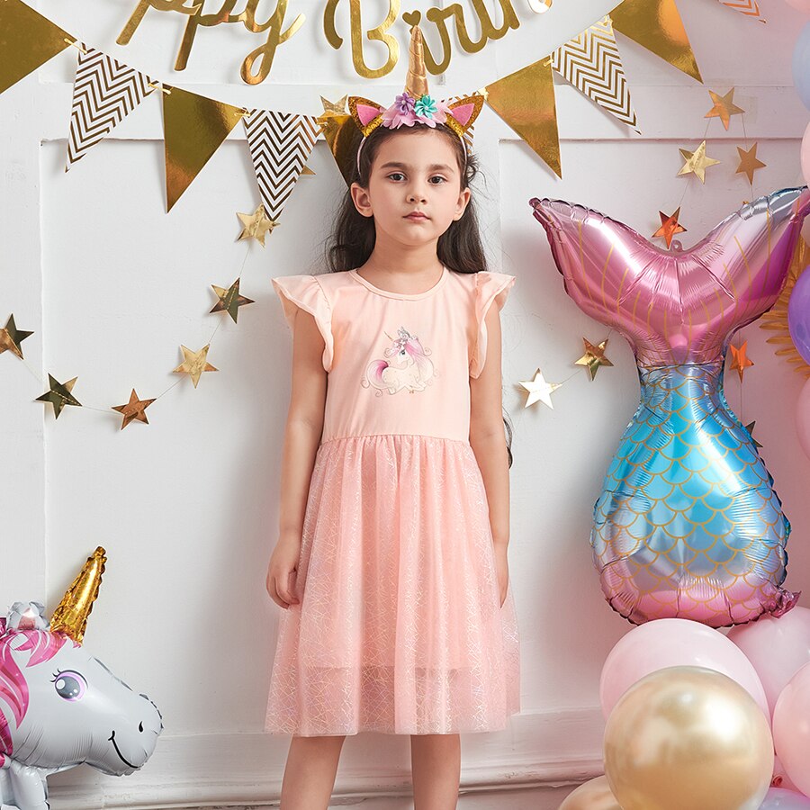 Flying Sleeve Princess Dresses Robe Enfant Fille Toddler Girl Clothes Fluffy Vestidos Unicorn Dress For Birthday Disfraz Gown