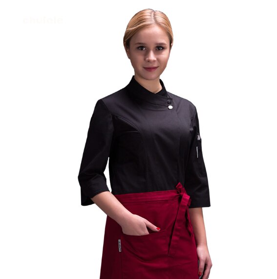 Mad kok køkken jakke hvid hotel uniform sommer restaurant tjener arbejdstøj tøj dame køkken jakke