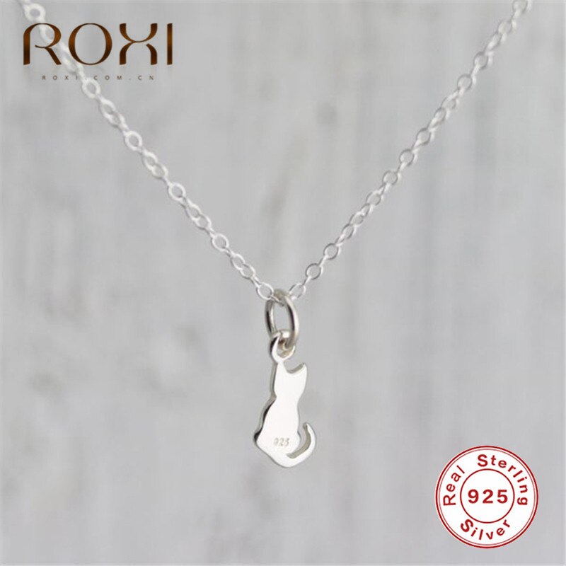 ROXI 100% 925 Collana in Argento Donne carino gatto Pendente Della Collana A Lunga Catena Dichiarazione Della Collana Del girocollo Monili di Cerimonia Nuziale del Regalo