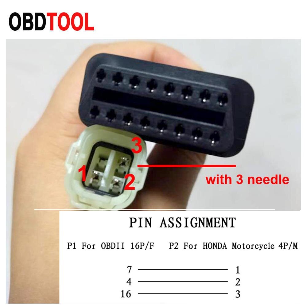 OBD2 16pin Naar 4pin Kabel Voor Honda Motorfiets 4 Pin Male Obd Connector Voor Honda Motobike Diagnose Scanner Adapter plug
