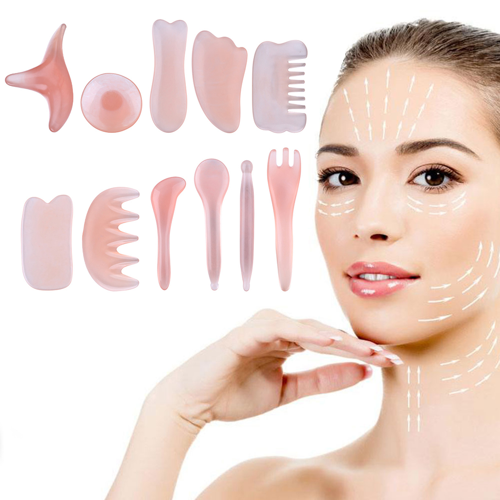 Natürliche Harz Bienenwachs Guasha Schaber Gesicht Hals SPA Therapie Massage Board Rosa Gesicht Massage Schaber Platte Anti-Stress-Massage Werkzeug