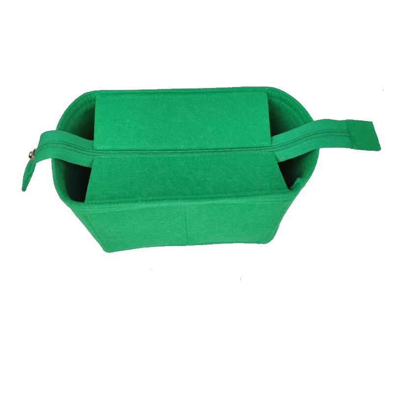 Til gg børn taske filt klud indsætte taske arrangør makeup håndtaske arrangør rejse indre taske bærbare kosmetiske tasker: Lukket grønt