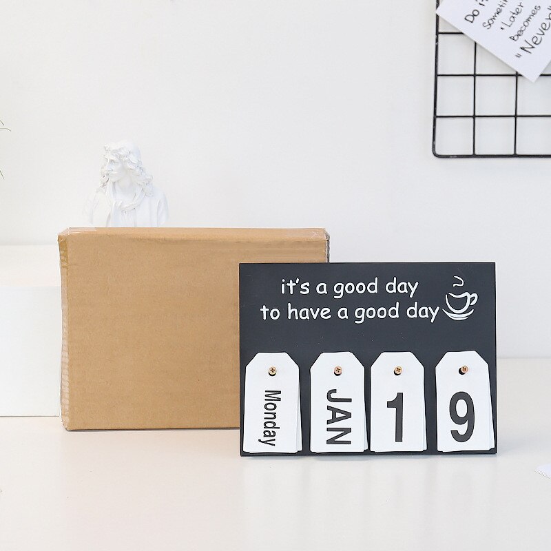 Nordisk minimalistisk treside kalender dekorasjon skrivebord nedtelling engelsk retro skrivebordskalender skrivebordsdekorasjon