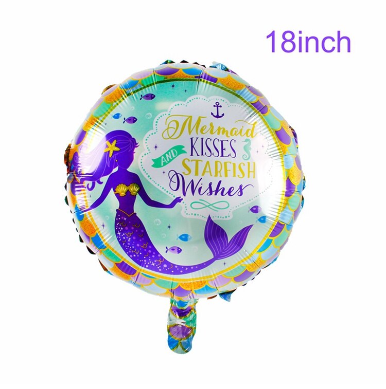 Huiran Mermaid Balloon Happy Birthday Ballon Little Mermaid Birthday Party Decor Kids Balloons Foil Baloon Giant Balony Balon: Light green