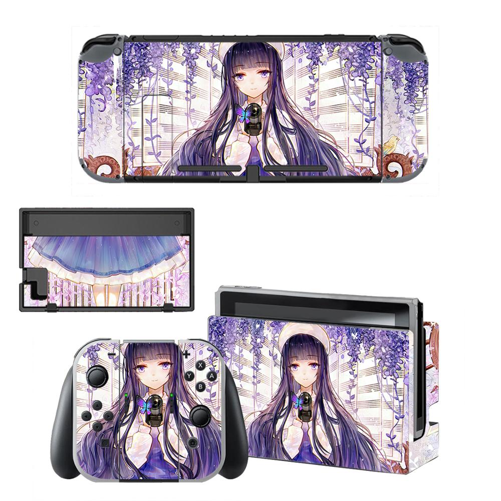 Pegatina protectora de piel de vinilo para consola Nintendo Switch NS, Captor Sakura Skins + controlador + soporte de soporte: KQBYSNS0125