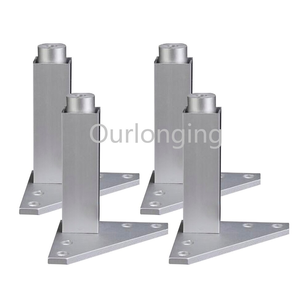 4PCS 200mm Adjustable Silver Aluminum Alloy Triangle Base Furniture Legs Cabinet Sofa Feet