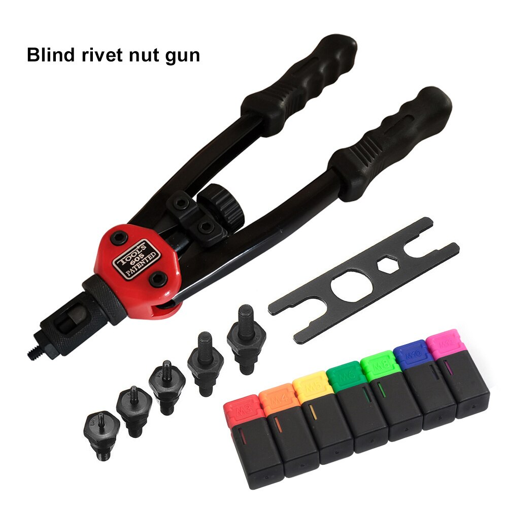 8Pcs/Set Riveter Gun Hand Tool Insert Rivet Nut Manual Mandrels M3 M4 M5 M6 M8 M10 M12 Hand Rivet Nut Setter Kit Hand Tools
