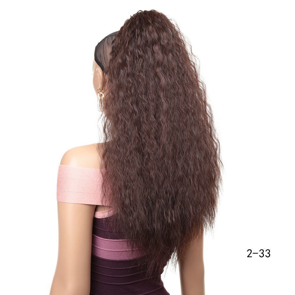 Extensions capillaires synthétiques, 24 pouces, postiche longue, crépue, lisse, queue-de-cheval avec Clip, postiche Afro pour femmes, Expo City: T4/27/30