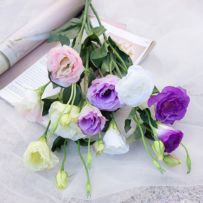 Hvid lisianthus kunstige silke blomster hjemme bord indretning fotografering blomster blomsterartikler