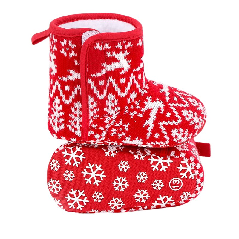 0-18M Baby Christmas Boots, Lovely Snowflake Santa Winter Warm Slippers Anti-Slip Infant Newborn Booties