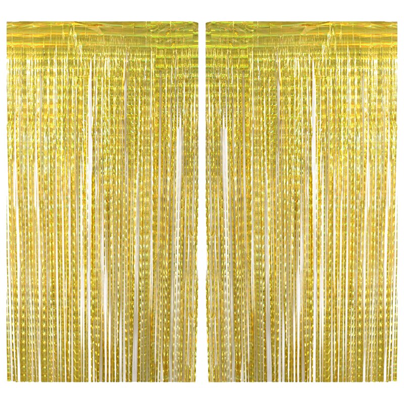 100X200Cm Goud Folie Gordijn Metallic Klatergoud Folie Fringe Gordijn Party Decor Foto Achtergrond Verjaardag Bruiloft Viering