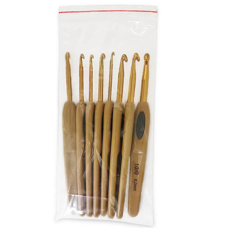 8 pièces mélange taille 2.5mm-6mm Crochet tricot tissage fil artisanat aiguille à tricoter poignée en plastique à tricoter crochets aiguilles outils de noël