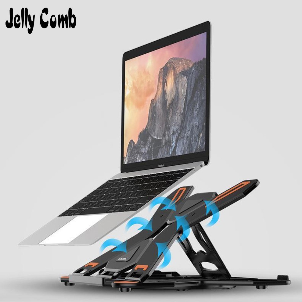 Jelly Comb Cooler Laptop Stand 8 Heights Adjustable Laptop Holder Heat Dissipation Stand Desktop Folding Portable Notebook Stand