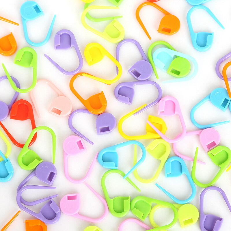 Kolorowe mini szpilki bezpieczeństwa ścieg blokujący kołki blokujące pierścień z tworzywa sztucznego markery robić robienia na drutach losowy mieszać kolor 10 sztuk/partia